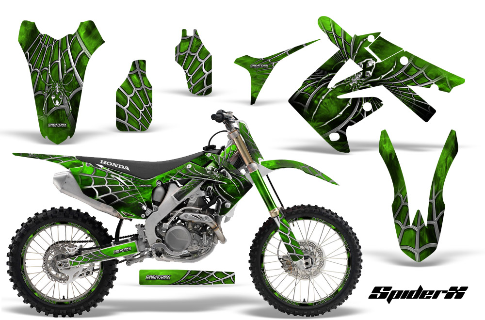 Honda CRF250 10-12 CRF450 09-12 Graphics Kit SpiderX Green WB NP Rims